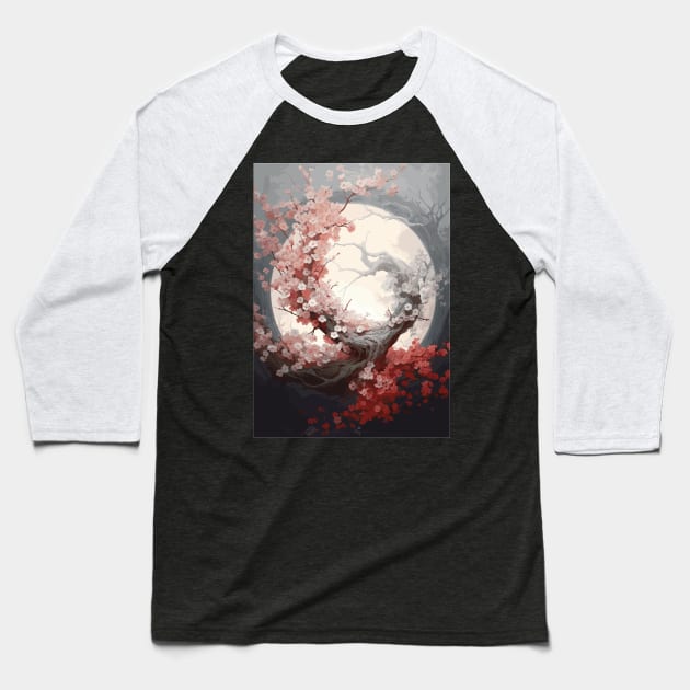 Fantasy Moonlight Japanese Vintage Art Style Baseball T-Shirt by Art-Jiyuu